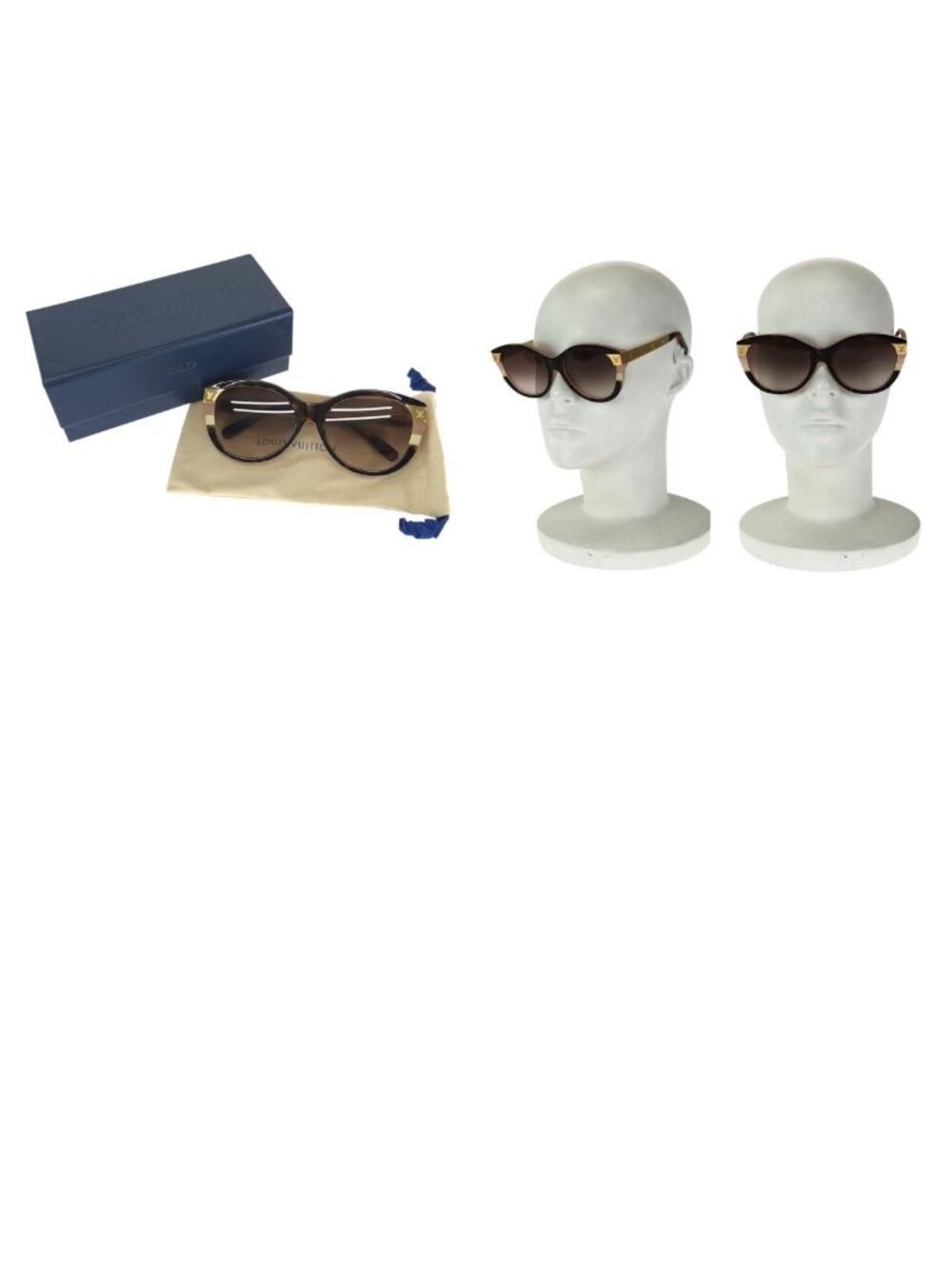 Louis Vuitton Petit Spcon Cat Eye Brown Pink Gold Acetate Sunglasses Eyewear - Picture 9 of 9